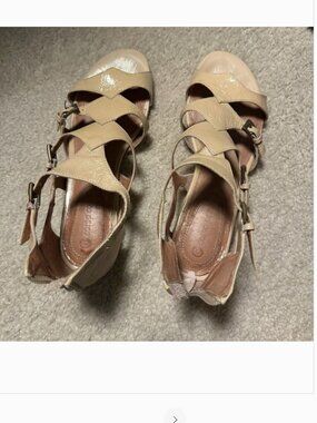 Corso Como Farge Patent Leather Nude Gladiator Sandals Neutral Beige Adjustable